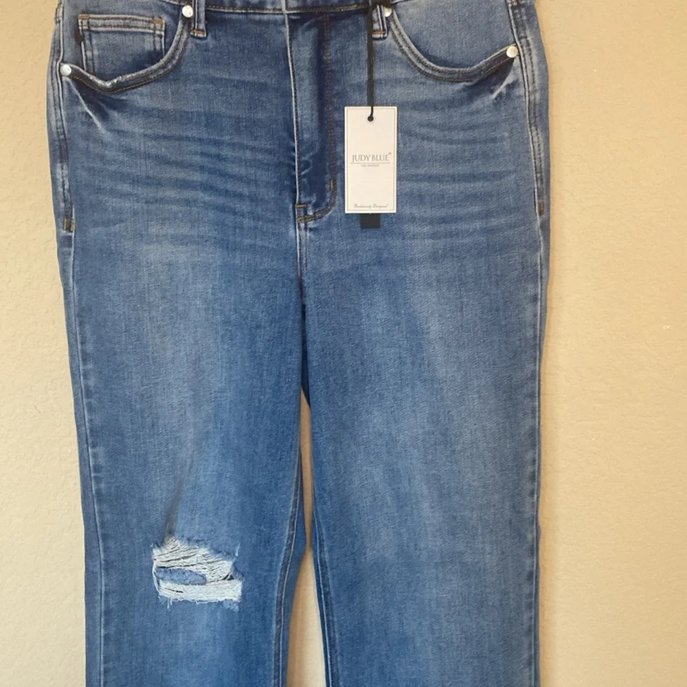 NWT Judy Blue 90's Straight Fit High Waist Medium Wash Jeans 11/30 - Picture 10 of 11